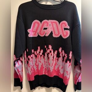 AC/DC Black and Pink Knit Crewneck